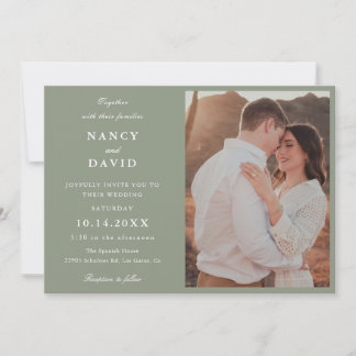 Modern Sage Green Photo Wedding Invitation Einladung