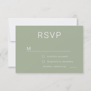 Modern Sage Green Rose Gold Minimalistische Hochze RSVP Karte