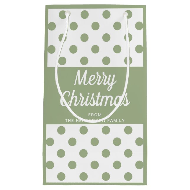 Modern Sage Green Script Frohe Weihnachten Kleine Geschenktüte (Vorderseite)