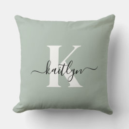 Modern Sage Green Script Monogram Kissen