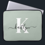 Modern Sage Green Script Monogram Laptopschutzhülle<br><div class="desc">Diese schlichte,  elegante 15"-schlanke,  grüne Laptop-Hülle mit Ihrem Vornamen in einem trendigen Script-Schriftart in schwarz und Ihr erster Einstieg in einen modernen,  weißen Kappe-Schriftart ist perfekt für Sie. Es ist stilvoll und trendig und dennoch sehr klassisch. Es ist einzigartig - wie du!</div>