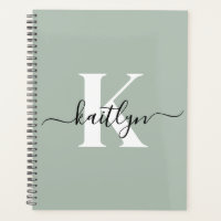 Modern Sage Green Script Monogram