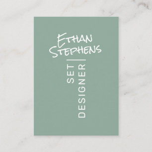 Modern Sage Green Simple Hand Letter Minimalistisc Visitenkarte