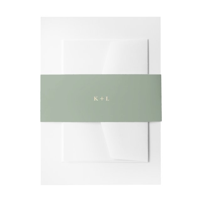 Modern Sage Green Simple Monogram Wedding Einladungsbanderole (Vorderseite Beispiel)