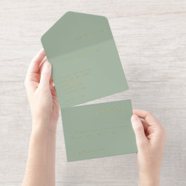 Modern Sage Green Simple Wedding All-in-One-Einladung