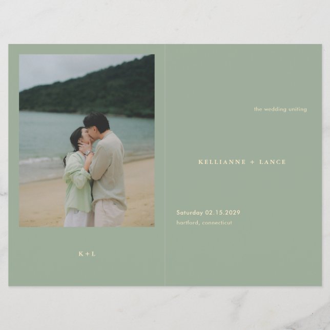 Modern Sage Green Simple Wedding Program Flyer (Vorne)