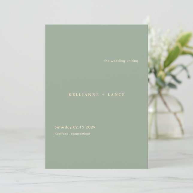 Modern Sage Green Simple Wedding Programm (Stehend Vorderseite)
