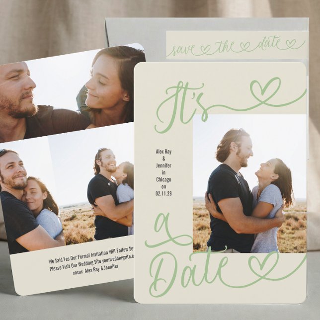 Modern Sage Green Sweetheart Wedding Save The Date (Von Creator hochgeladen)