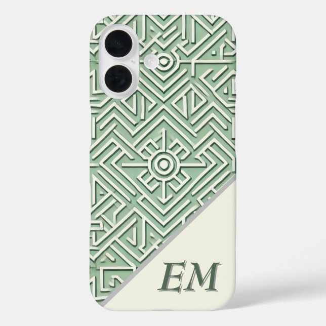 Modern Sage Green und Cream Geometric Case-Mate iPhone Hülle (Rückseite)