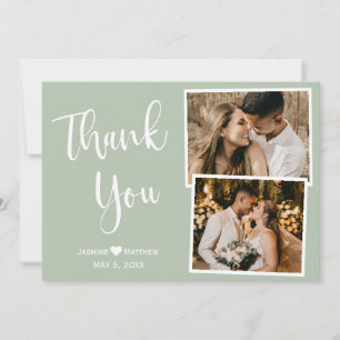 Modern Sage Green Wedding Danke Collage Card