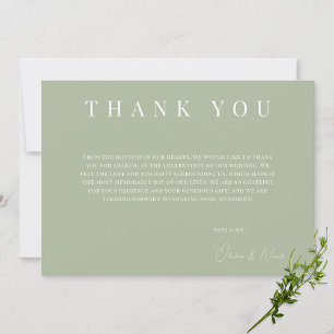 Modern Sage Green Wedding Danke Karte