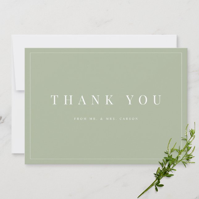 Modern Sage Green Wedding Danke Karte (Von Creator hochgeladen)