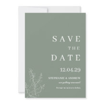 Modern Sage Green Wedding Minimalistisch Save the 
