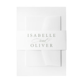 Modern Sage Green White Simple Minimal Wedding Einladungsbanderole