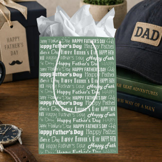 Modern Sage Green White Typography Father’s Day Mittlere Geschenktüte