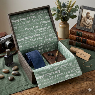 Modern Sage Green White Typography Father’s Day Seidenpapier