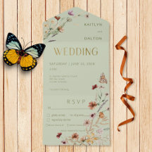 Modern Sage Green Wildblume Bouquet Dinner