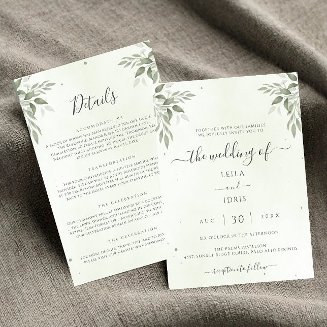 Modern Sage Greenery Floral All-in-One Wedding Einladung (Von Creator hochgeladen)