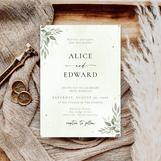 Modern Sage Greenery Wedding Invitation Card Save The Date (Von Creator hochgeladen)
