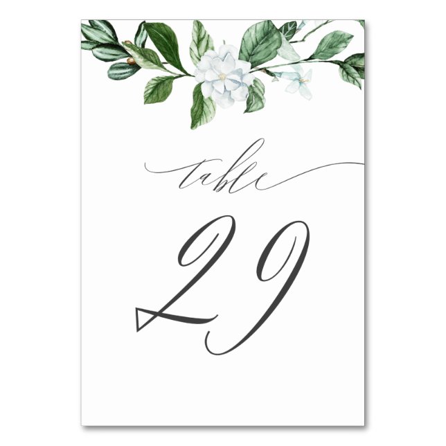 Modern Sage Greenery White Floral No 29 Wedding Tischnummer (Vorderseite)