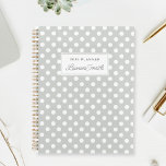 Modern Sage Polka Dots Planer<br><div class="desc">Maßgeschneidertes Planerheft mit weißen Polka-Punkten auf Weiß-Grün mit personalisiertem Namen.</div>