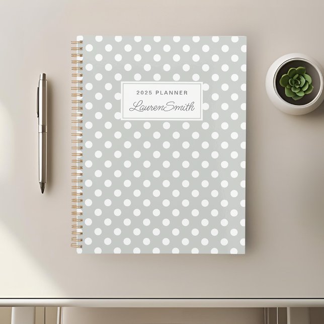 Modern Sage Polka Dots Planer (Von Creator hochgeladen)