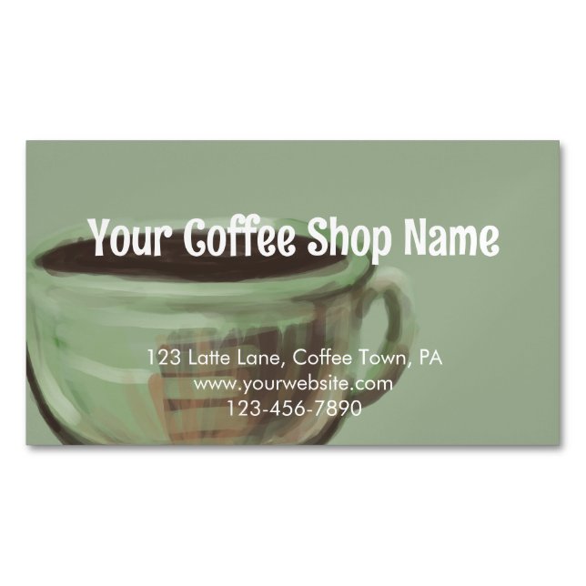 Modern Sage Unique Art Coffee Shop Promotional  Magnetische Visitenkarte (Vorderseite)