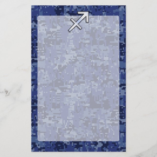 Modern Sagittarius Zodiac Sign Navy Digital Camo Briefpapier (Vorderseite)