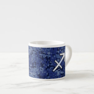 Modern Sagittarius Zodiac Sign Navy Digital Camo Espressotasse