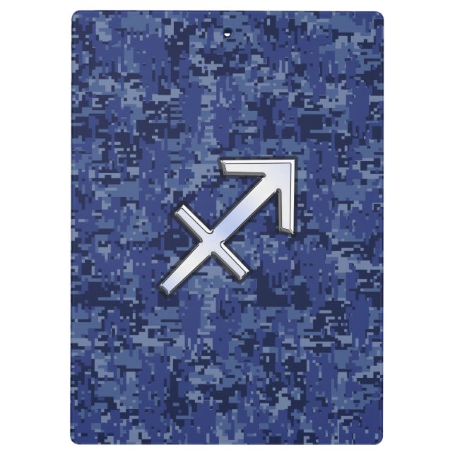 Modern Sagittarius Zodiac Sign Navy Digital Camo Klemmbrett (Rückseite)