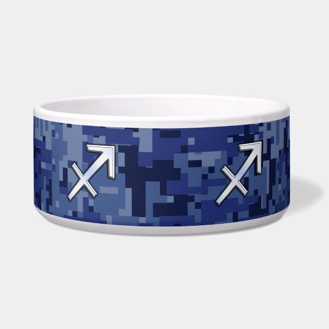 Modern Sagittarius Zodiac Sign Navy Digital Camo Napf (Vorderseite)