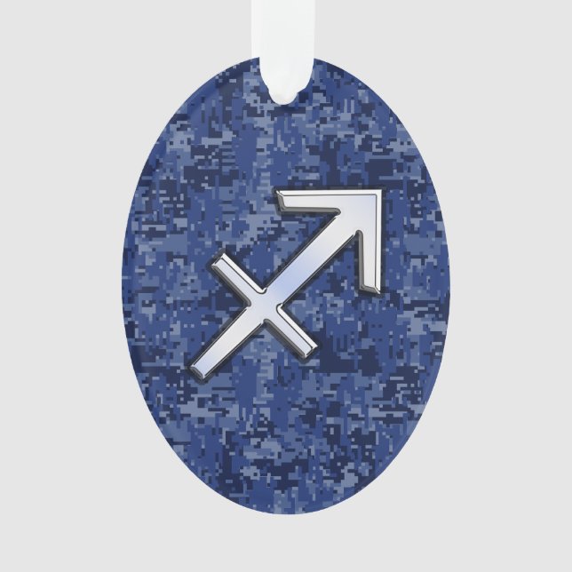 Modern Sagittarius Zodiac Sign Navy Digital Camo Ornament (Vorderseite)