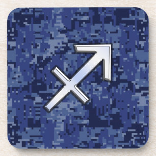 Modern Sagittarius Zodiac Sign Navy Digital Camo Untersetzer