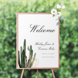 Modern Saguaro Cactus Wüstenhochzeit Begrüßungszei Poster