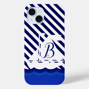 Modern Sailboat Monogram Custom Case-Mate iPhone Hülle