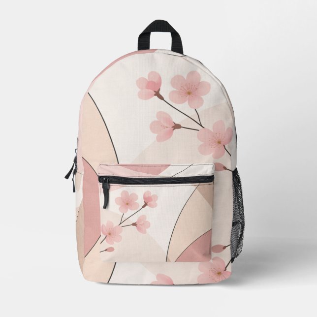 Modern Sakura Minimalist Geometric Bedruckter Rucksack (Vorderseite)