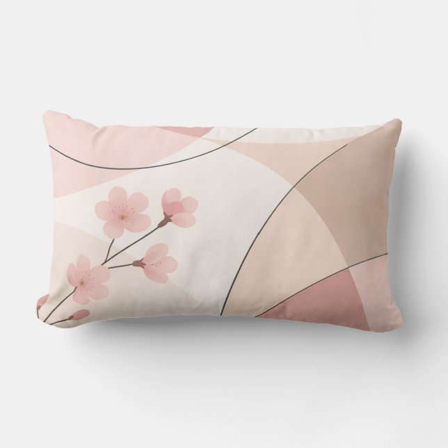 Modern Sakura Minimalist Geometric Pillow Lendenkissen (Vorderseite)