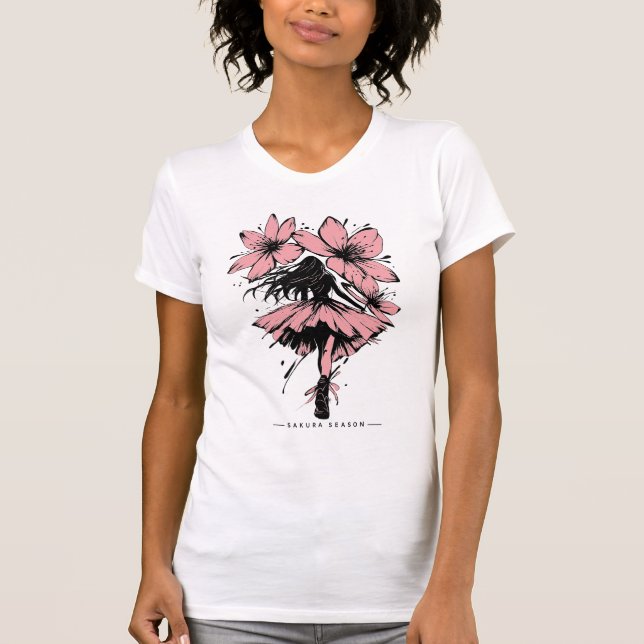 Modern Sakura Streetwear Cherry Blossom Graphic T-Shirt (Vorderseite)
