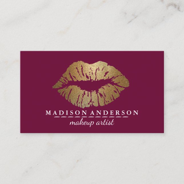 Modern Salon Gold Lips Visitenkarte (Vorderseite)