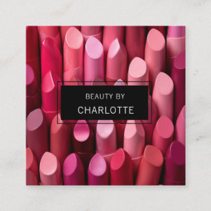 Modern, Salon, Make-up, Beauty, Lippenstift-Foto Quadratische Visitenkarte