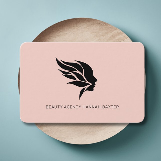 Modern, Salon, Rosa Visitenkarte (Woman Beauty Logo, Modern, Salon, Business Card)