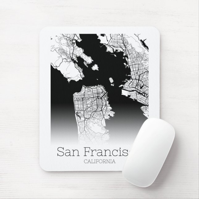 Modern San Francisco City Map Mousepad (Mit Mouse)