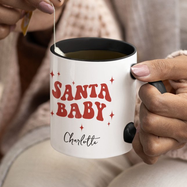 Modern SANTA BABY Weihnachtsgeschenk Tasse (Von Creator hochgeladen)
