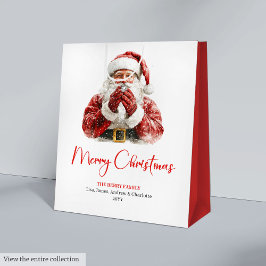 Modern Santa Claus Simple Script Font Gift Bag Mittlere Geschenktüte