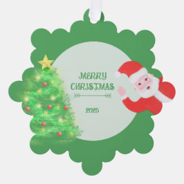 modern santa pine tree christmas green background ornament karte