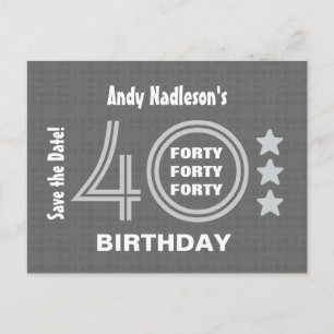 Modern Save the Date 40. Geburtstag Party A02 Ankündigungspostkarte
