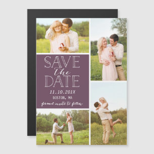 Modern Save the Date 4 Foto Classic Purple Collage Magneteinladung