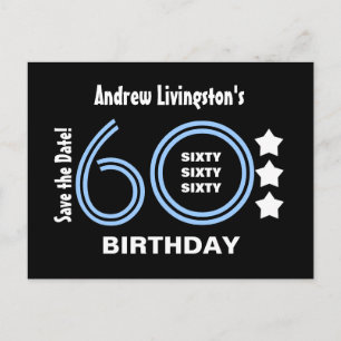 Modern Save the Date 60. Geburtstagsparty V70B Ankündigungspostkarte