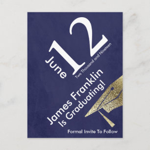 Modern Save the Date Abschluss Gold White Ankündigungspostkarte
