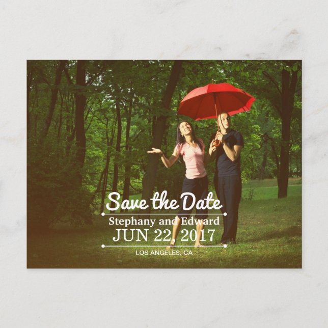 Modern Save the Date angepasste Foto Postkarten (Vorderseite)